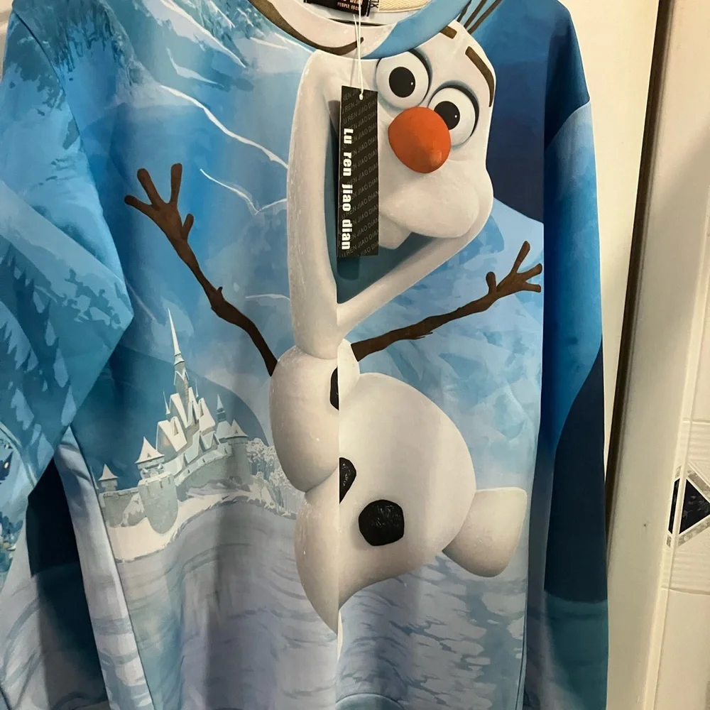People focus brand disneys frozen all over print olaf character sweater shirt XL - Picture 6 of 14